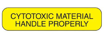 Picture of Pre-Printed Label Barkley® Warning Label Yellow Paper Cytotoxic Material Handle Properly Black Caution 3/8 X 1-5/8 Inch2373