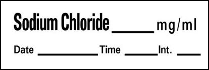 Picture of Drug Label Timemed Anesthesia Label Sodium Chloride_mg/mL Date_Time_Int_ White 1/2 x 1-1/2 InchAN-90