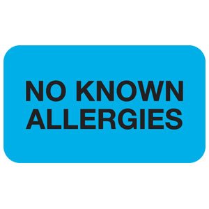 Picture of Pre-Printed Label Allergy Alert Light Blue No Known Allergies Black Alert Label 7/8 X 1-1/2 InchMAP1510