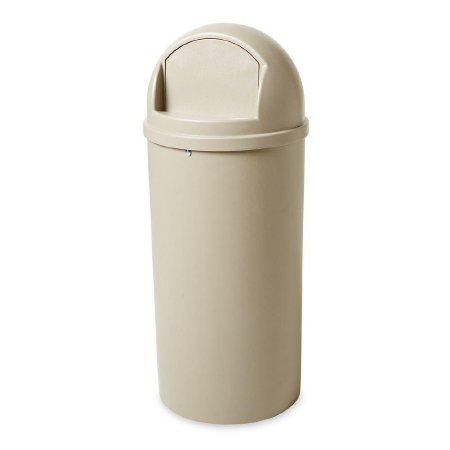 Picture of Trash Can Marshal® Classic 15 gal. Round Beige Thermoset Polyester Push OpenFG816088BEIG