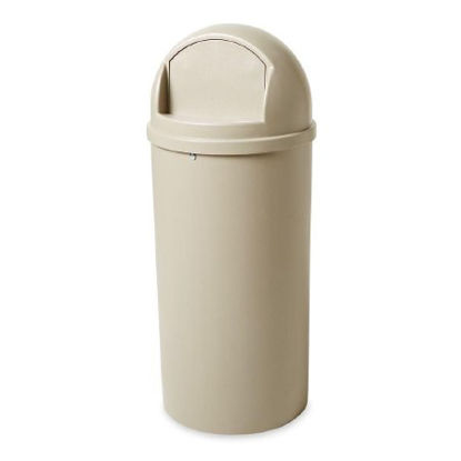 Picture of Trash Can Marshal® Classic 15 gal. Round Beige Thermoset Polyester Push OpenFG816088BEIG