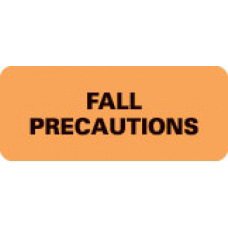 Picture of Pre-Printed Label Advisory Label Orange Paper FALL PRECAUTIONS Black Alert Label 15/16 X 2-1/4 Inch50724