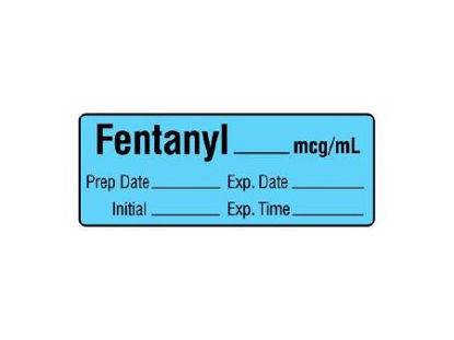 Picture of Drug Label Shamrock Anesthesia Label FENTANYL _____ mcg / mL / Prep Date _____ Exp. Date _____ / Initial _____ Exp. Time _____ Blue 1/2 X 1 InchSA-2413-EXP-PRE