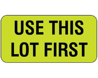 Picture of Pre-Printed Label Shamrock Instructional Label Chartreuse Vac USE THIS / LOT FIRST Black Quality Control Label 3/4 X 1-1/2 InchUPCR-3023