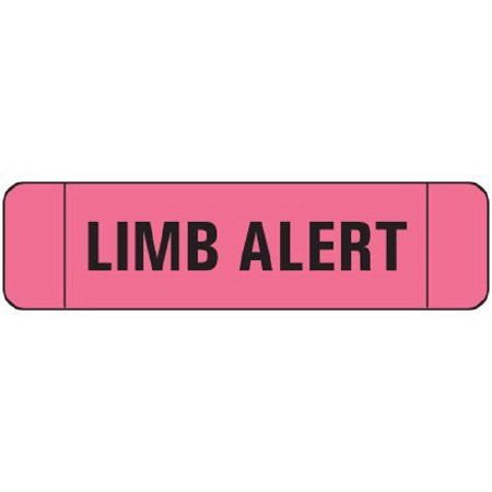 Picture of Pre-Printed Label Ident-Alert™ Advisory Label Pink Paper Limb Alert Black Alert Label 3/8 X 1-1/2 InchN-3505