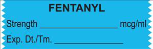Picture of Drug Label UAL™ Anesthesia Label Tape Fentanyl Strength_mcg/mL Dt_Tm_Init_ Light Blue 1/2 X 1-1/2 InchULTJ067