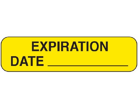 Picture of Pre-Printed Label Shamrock Communication Fill In Yellow Vac EXPIRATION / DATE _____ Black Quality Control Label 3/4 X 1-1/2 InchUPCR-1323