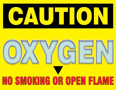 Picture of Pre-Printed Label Warning Label Yellow Caution Oxygen No Smoking Biohazard 4 X 5 Inch510-58800025
