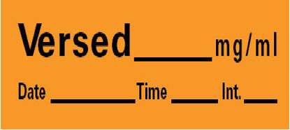 Picture of Drug Label Barkley® Anesthesia Label Versed_mg/mL Date_Time_Int_ Orange 1/2 X 1-1/2 InchLAN-149