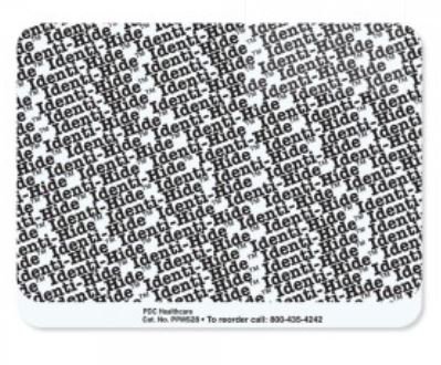 Picture of Pre-Printed Label Identi-Hide™ Safety Data White Permanent Paper Identi-Hide™ Black Confidential 3 X 4 InchPPMS28