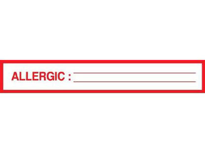 Picture of Pre-Printed Label Allergy Alert White ALLERGIC: _____ / _____ Red Alert Label 1 X 500 InchSN-3
