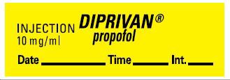 Picture of Drug Label PDC® Anesthesia Label Injection 10 mg/mL Diprivan Propofol Yellow 1/2 X 1-1/2 InchLAN-155
