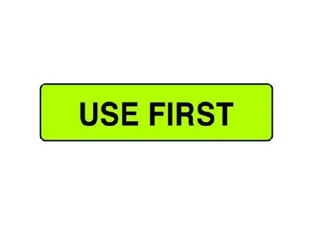 Picture of Pre-Printed Label Instructional Label Chartreuse USE FIRST Black Quality Control Label 5/16 X 1-1/4 InchUPCR-1054
