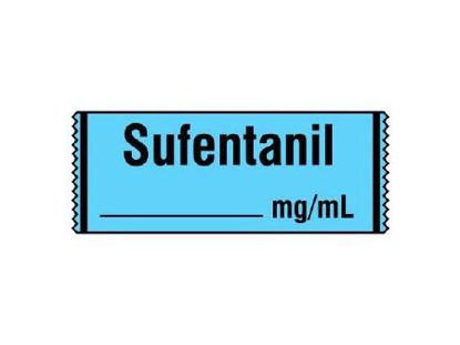 Picture of Drug Label Shamrock Anesthesia Label Sufentanil_mg/mL Blue 1/2 X 1 InchSA-245