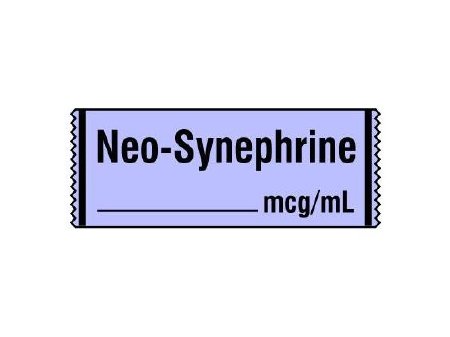 Picture of Drug Label Shamrock Anesthesia Label Neo-Synephrine mcg/mL Violet 1/2 X 1 InchSA-285