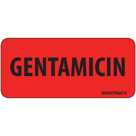 Picture of Drug Label MedVision® Anesthesia Label Gentamicin Red 1 X 2-1/4 InchMV04FR6574