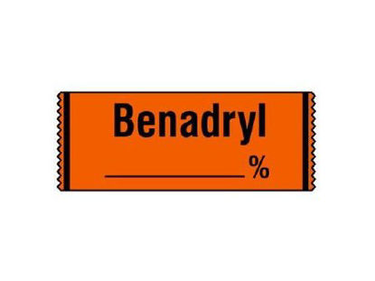 Picture of Drug Label Shamrock Anesthesia Label Benadryl_____% Orange 1/2 X 1 InchSA-22