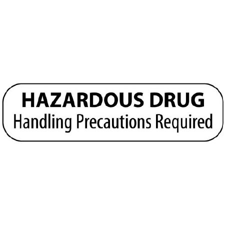 Picture of Pre-Printed Label MedVision® Warning Label White Paper Hazardous Drug Hanndling Presacutions Required Black Biohazard 3/8 X 1-7/16 InchMV02SW1557