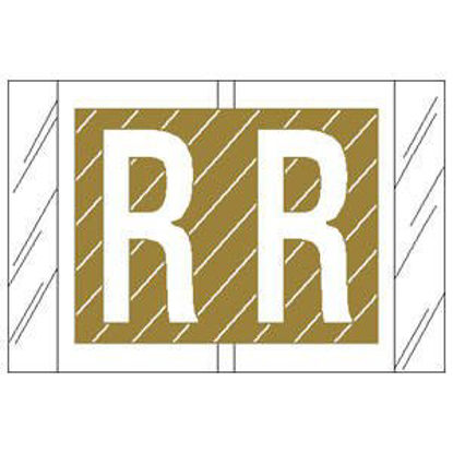 Picture of Pre-Printed Label COL'R'TAB® Chart Tab Gold R|R Black Alpha Series 1 X 1-1/2 Inch82018
