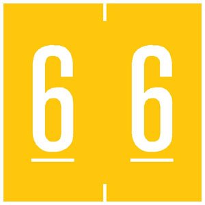 Picture of Pre-Printed Label Chart Tab Yellow 6 | 6 White Numeric 1-7/8 Inch94906