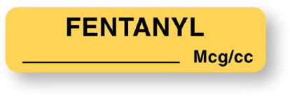 Picture of Drug Label UAL™ Anesthesia Label Fentanyl mcg_mL Tan 5/16 X 1-1/4 InchULAM175