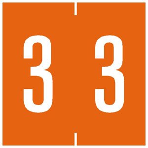 Picture of Pre-Printed Label Chart Tab Orange 3 | 3 White Numeric 1-7/8 Inch94903