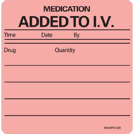 Picture of Pre-Printed Label Anesthesia Label RedMV05FR1365