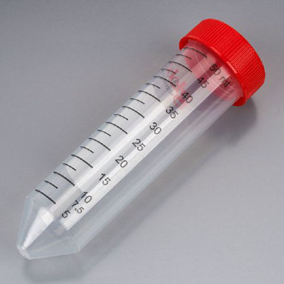 Picture of Diamond® Max™ Centrifuge Tube Conical Bottom Plain 50 mL Red Screw Cap Polypropylene Tube6297
