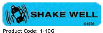 Picture of Pre-Printed Label Barkley® Auxiliary Label Blue Shake Well Black Safety and Instructional 3/8 X 1-9/16 Inch1-10G