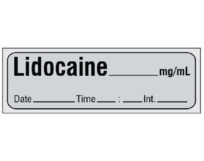 Picture of Drug Label Shamrock Anesthesia Label LIDOCAINE _____ mg / mL / Date _____ Time _____ Int. _____ Gray 1/2 X 1 InchSA-300-DTI-PRE