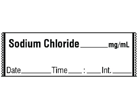 Picture of Drug Label Shamrock Anesthesia Label SODIUM CHLORIDE _____ mg / mL / Date _____ Time _____ Int. _____ White 1/2 X 1 InchSA-3240-DTI