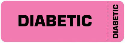 Picture of Pre-Printed Label Auxiliary Label Pink Paper DIABETIC Safety and Instructional 1 X 3 InchULHN884