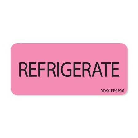 Picture of Pre-Printed Label MedVision® Auxiliary Label Pink Paper REFRIGERATE Black Temperature Control 1 X 2-1/4 InchMV04FP0936