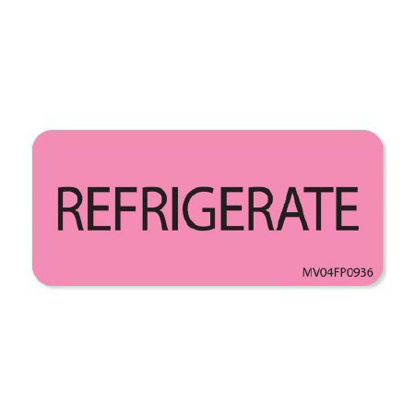 Picture of Pre-Printed Label MedVision® Auxiliary Label Pink Paper REFRIGERATE Black Temperature Control 1 X 2-1/4 InchMV04FP0936