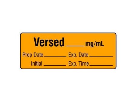 Picture of Drug Label Shamrock Anesthesia Label Versed_mg/mL Orange 1/2 X 1 InchSA-213-EXP-PRE