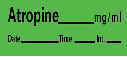 Picture of Drug Label Barkley® Anesthesia Label Atrophine_mg/mL Date_Time_Int_ Green 1/2 X 1-1/2 InchLAN-1