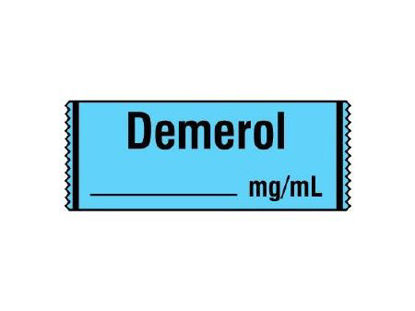 Picture of Drug Label Shamrock Anesthesia Label DEMEROL / _____ mg / mL Blue 1/2 X 1 InchSA-248