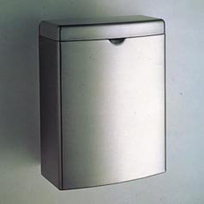 Picture of Feminine Hygiene Waste Receptacle Contura 1 gal. Rectangular Silver Stainless Steel ManualBOB270
