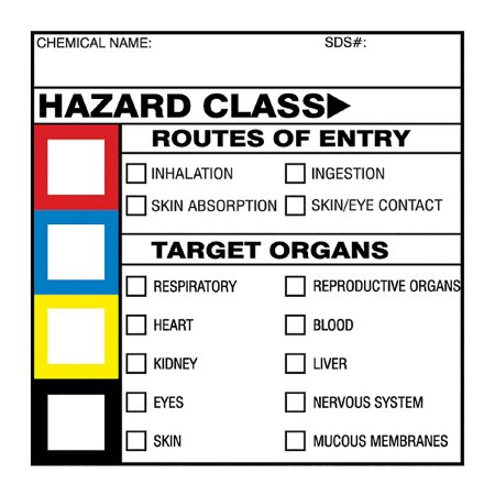 Picture of Pre-Printed Label WorkSafe™ Warning Label Blue, Red. White, Yellow Hazard Class / Symbol Color Block Biohazard 2 X 2 Inch510-51020100