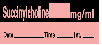 Picture of Drug Label Barkley® Anesthesia Label SUCCINYLCHOLINE _____ mg / mL / Date _____ Time _____ Int. _____ Red 1/2 X 1-1/2 InchLAN-20