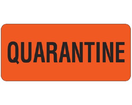 Picture of Pre-Printed Label Shamrock Warning Label Fluorescent Red Matte Coldstick Qyarantine Black Biohazard 1 X 2-1/4 InchUPCR-6072