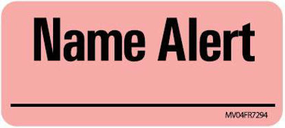 Picture of Pre-Printed Label MedVision® Advisory Label Red Name Alert Black Alert Label 1 X 2-1/4 InchMV04FR7294