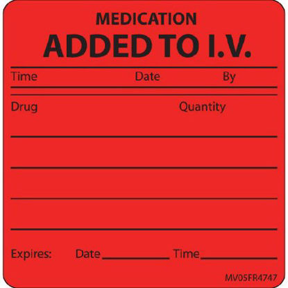 Picture of Pre-Printed Label MedVision® Anesthesia Label Red Paper Medication Added Black Medication Instruction 2-1/2 X 2-7/16 InchMV05FR7329