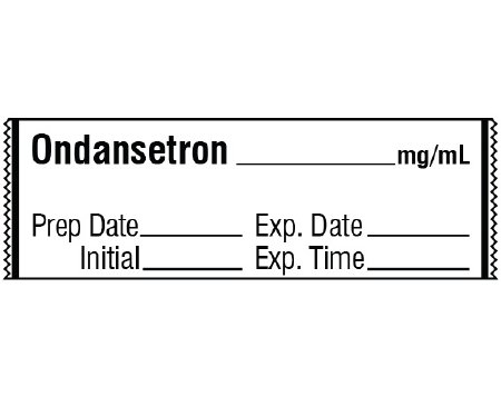 Picture of Drug Label Shamrock Anesthesia Label Ondansetron mg/mL Prep Date_Exp Date_ Initial_Exp Time_ White 1/2 X 1 InchSA-3251-EXP