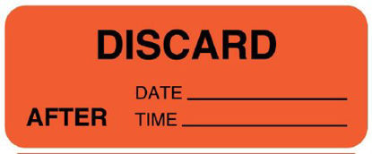 Picture of Pre-Printed Label PDC® Auxiliary Label Red Paper DISCARD AFTER DATE_____TIME_____ Quality Control Label 7/8 X 2-1/4 InchULPH236