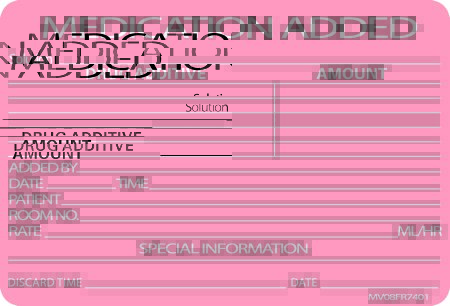 Picture of Pre-Printed Label MedVision® Anesthesia Label Fluorescent Red Paper Medication Added Black Medication Instruction 2 X 2-15/16 InchMV08FR7401