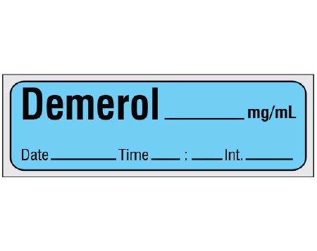 Picture of Drug Label Shamrock Anesthesia Label DEMEROL _____ mg / mL / Date _____ Time _____ Int. _____ Blue 1/2 X 1 InchSA-248-DTI-PRE
