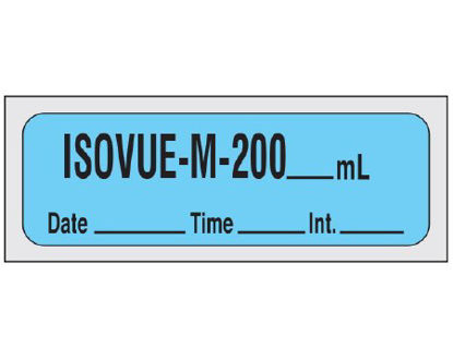 Picture of Drug Label Shamrock Anesthesia Label Isovue-M-200_mL Date_Time_Int_ Blue 1/2 X 1-1/2 InchSXD-22