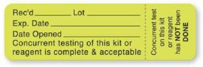 Picture of Pre-Printed Label UAL™ Communication Fill In Green Fluorescent Paper Rec'D___Lot___Exp.Date___Date Opened___ Concurrent Testing Of This Kit Or Reagen Black Quality Control Label 7/8 X 3 InchULQC218