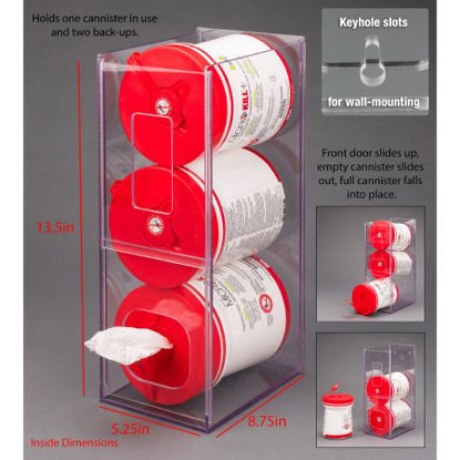 Picture of Wipe Dispenser Clear PETG Manual Three Compartment Wall MountWIPE3VM-W